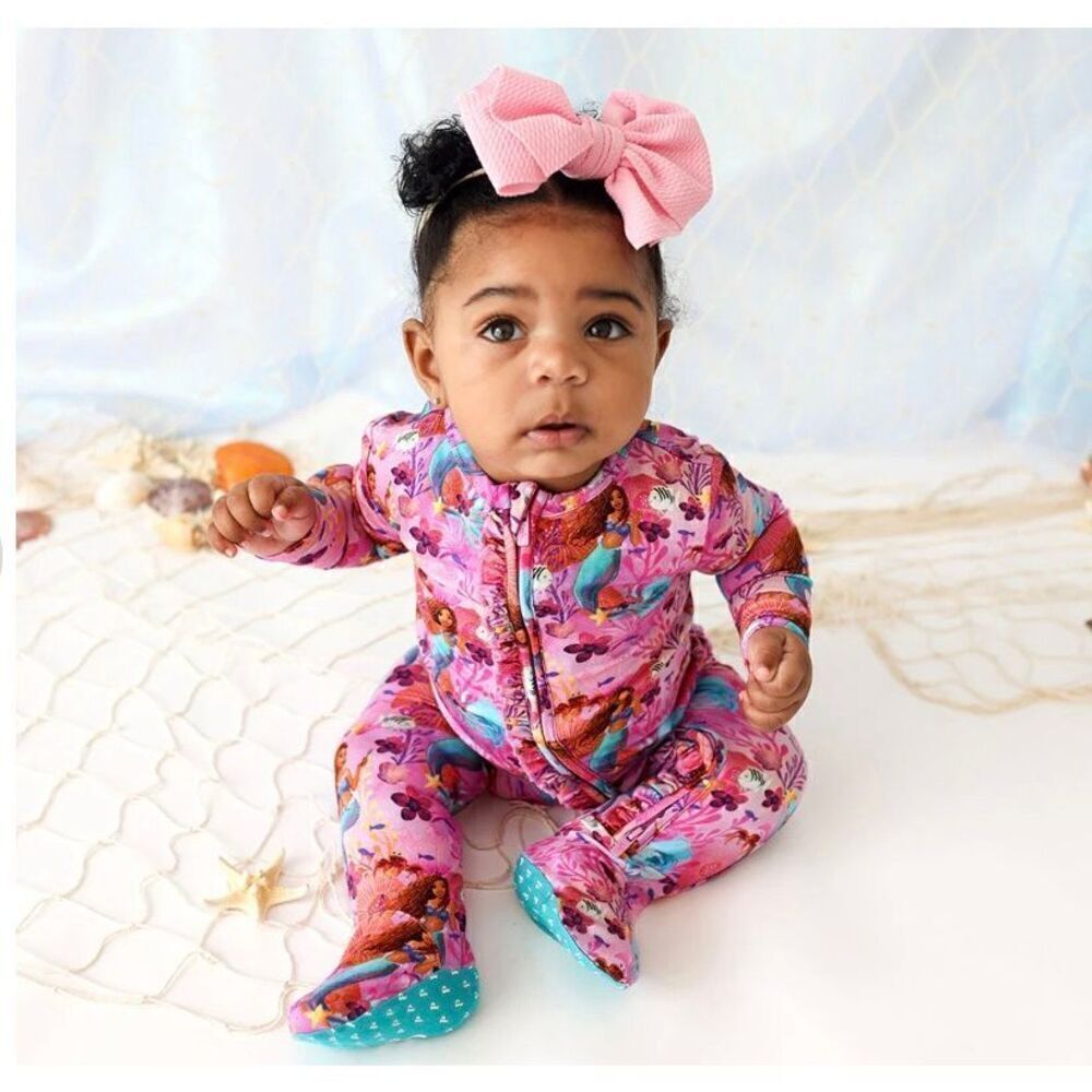 Posh Peanut Bamboo Disney's Little Mermaid Ariel Ruffle Pink Footie 12-18 months